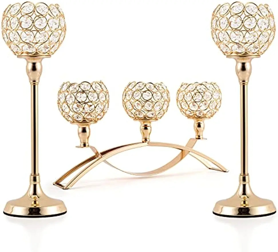 Gold 3-Arm Candelabra Candle Holder