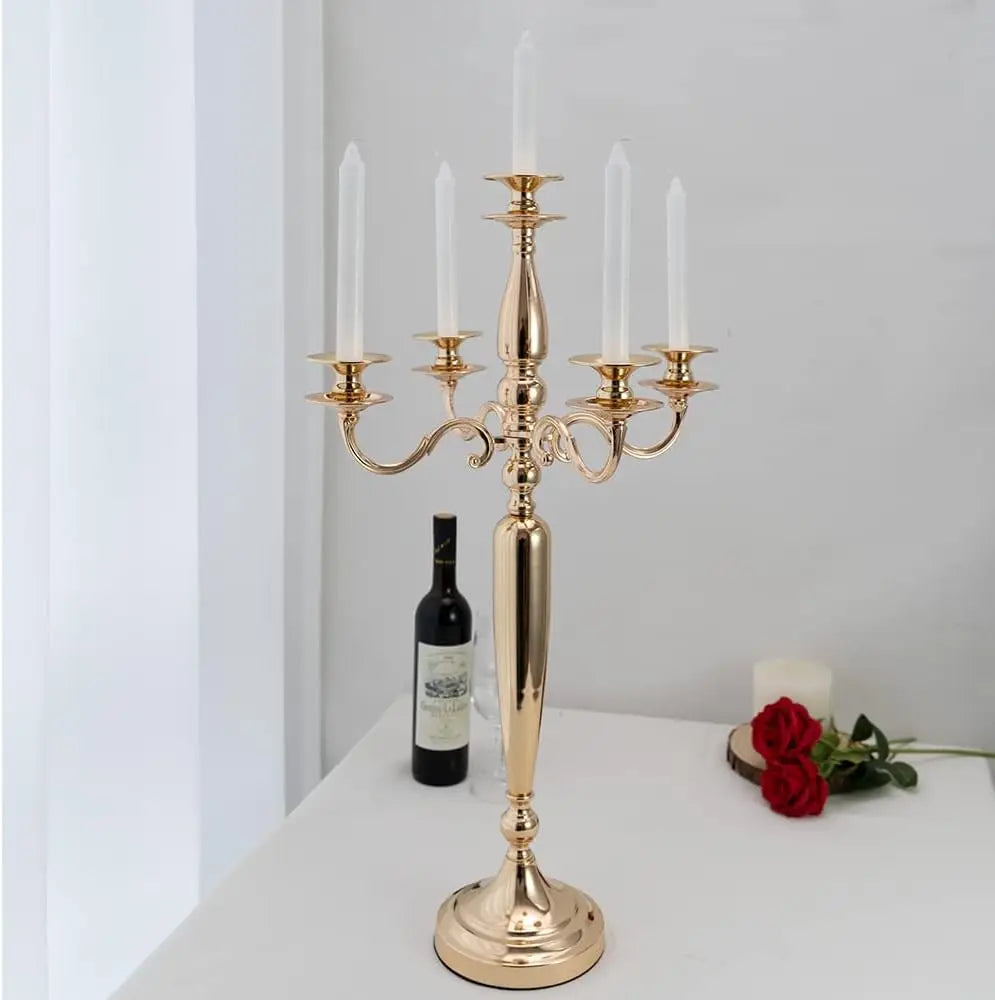 4Pcs 5 Arm Gold Candelabra Candle Holder
