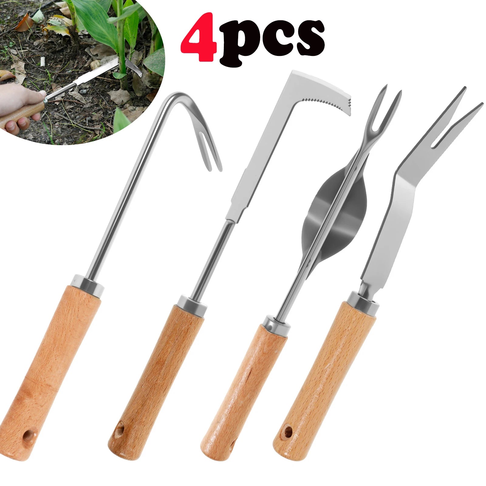 4PCS Stainless Steel Garden Weeder Set