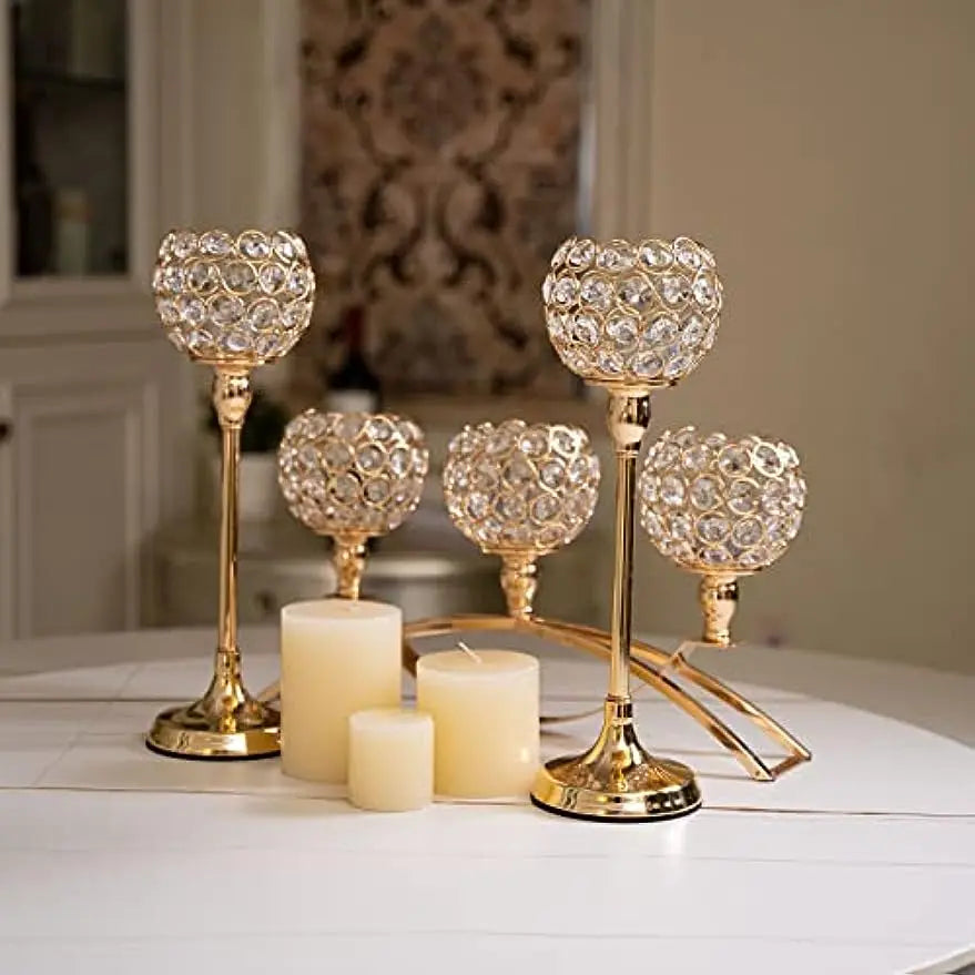 Gold 3-Arm Candelabra Candle Holder