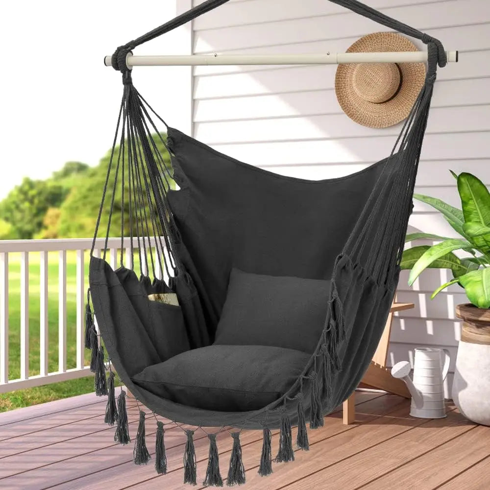 Macrame Hanging Chair with Pillows