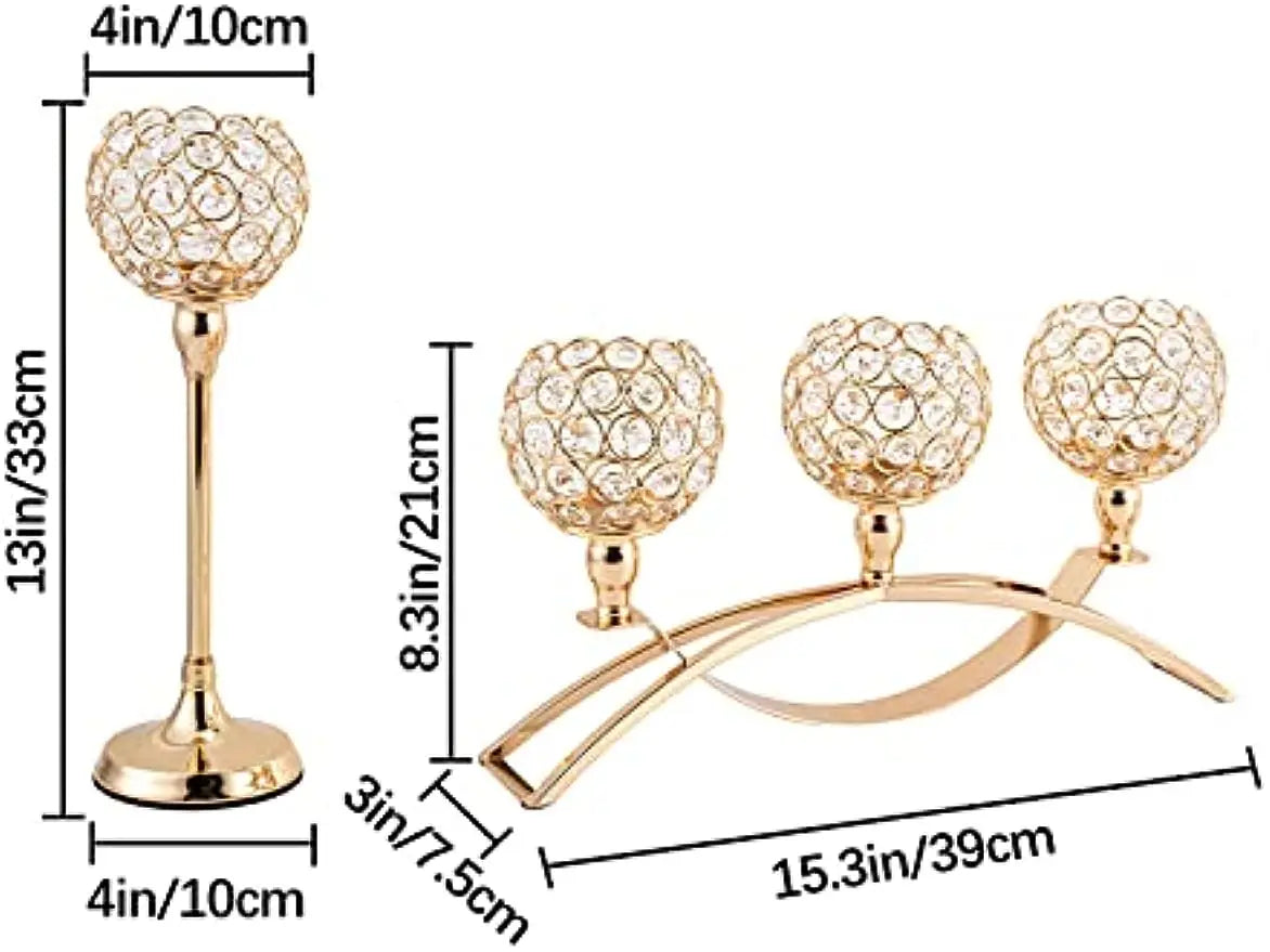 Gold 3-Arm Candelabra Candle Holder