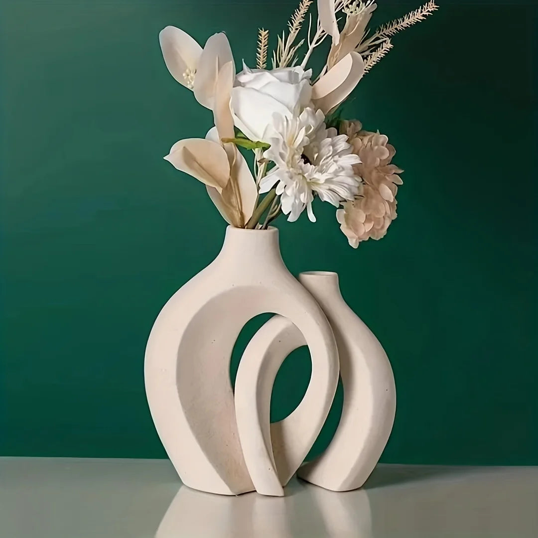 Nordic Modern Hollow Ceramic Vase Set