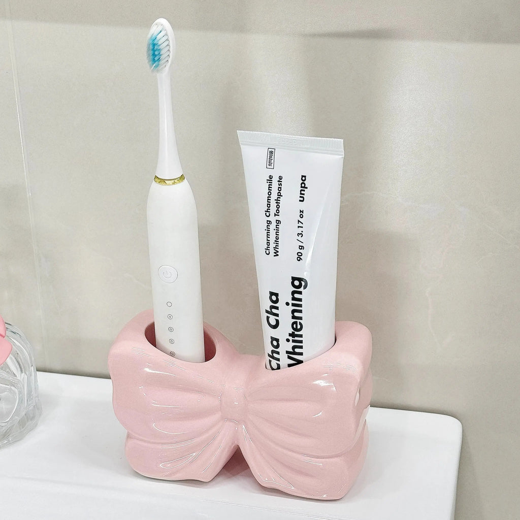 Ceramic Bowknot Toothbrush Holder