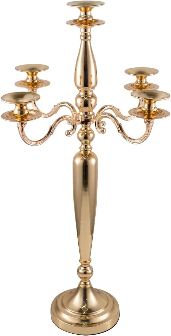 4Pcs 5 Arm Gold Candelabra Candle Holder