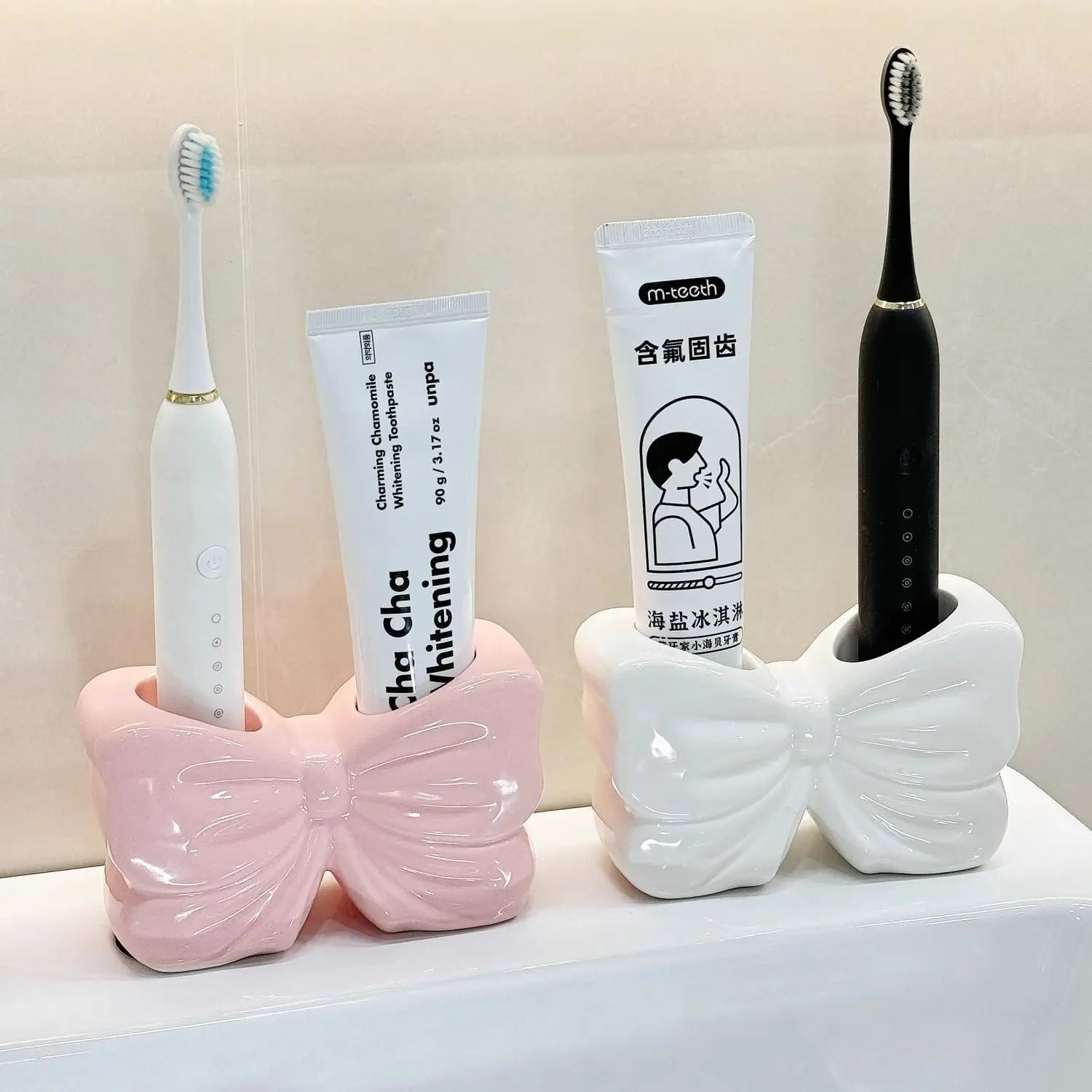 Ceramic Bowknot Toothbrush Holder