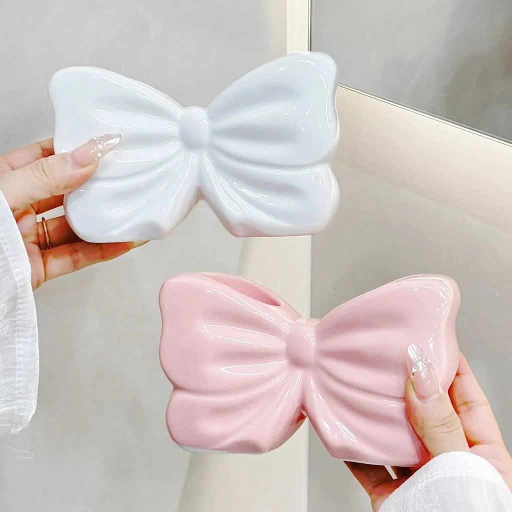 Ceramic Bowknot Toothbrush Holder
