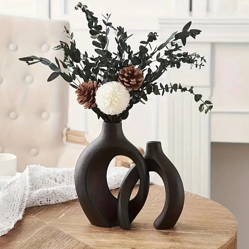 Nordic Modern Hollow Ceramic Vase Set