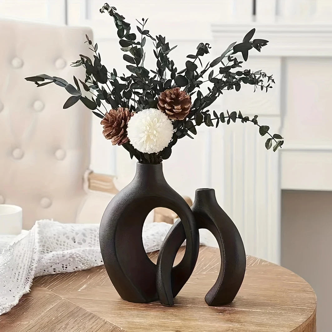 Nordic Modern Hollow Ceramic Vase Set