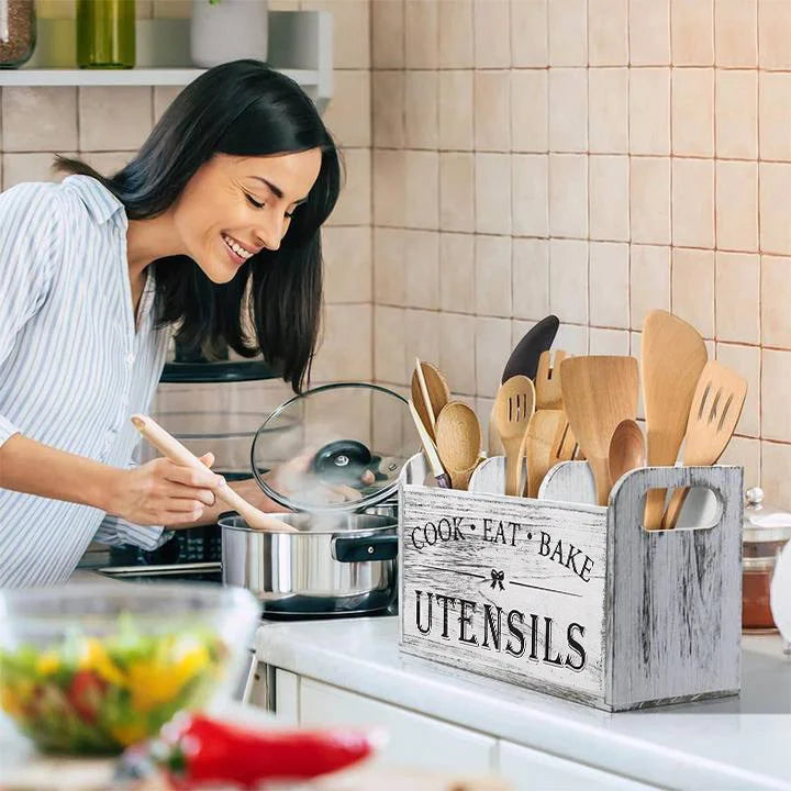 5-Piece Wooden Cutlery Storage Box