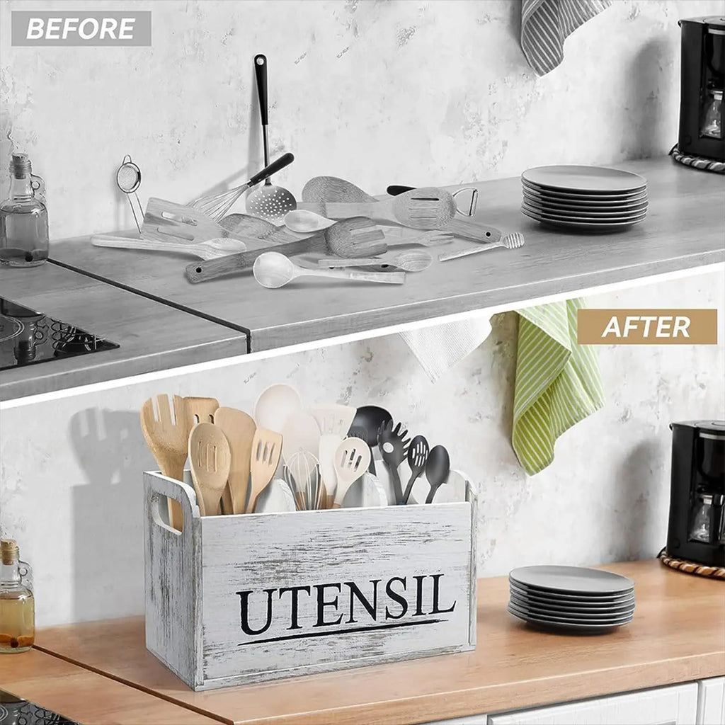 5-Piece Wooden Cutlery Storage Box