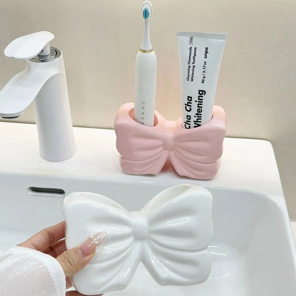 Ceramic Bowknot Toothbrush Holder