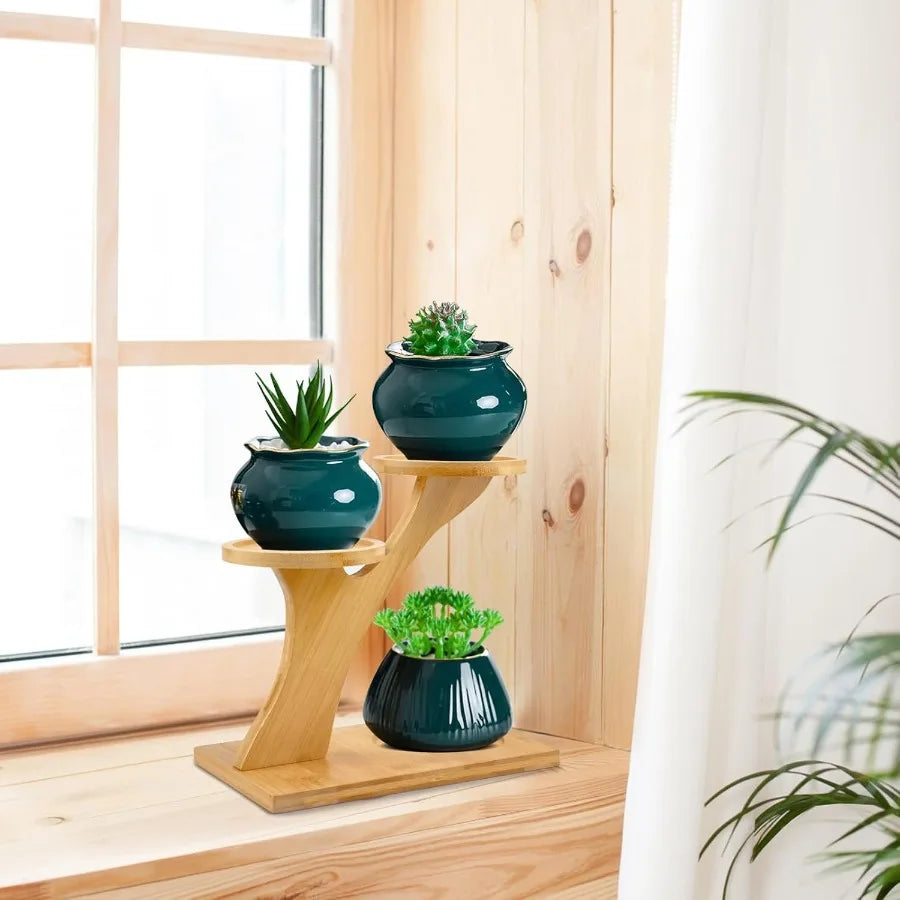 3-Tier Bamboo Plant Holder Shelf