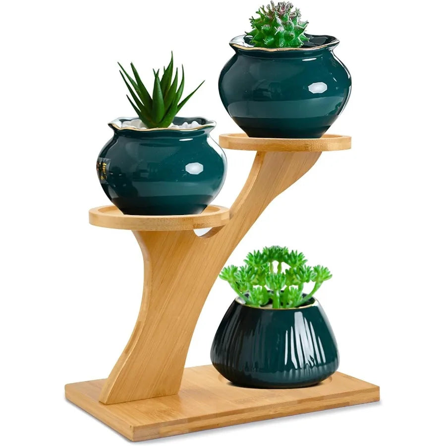 3-Tier Bamboo Plant Holder Shelf