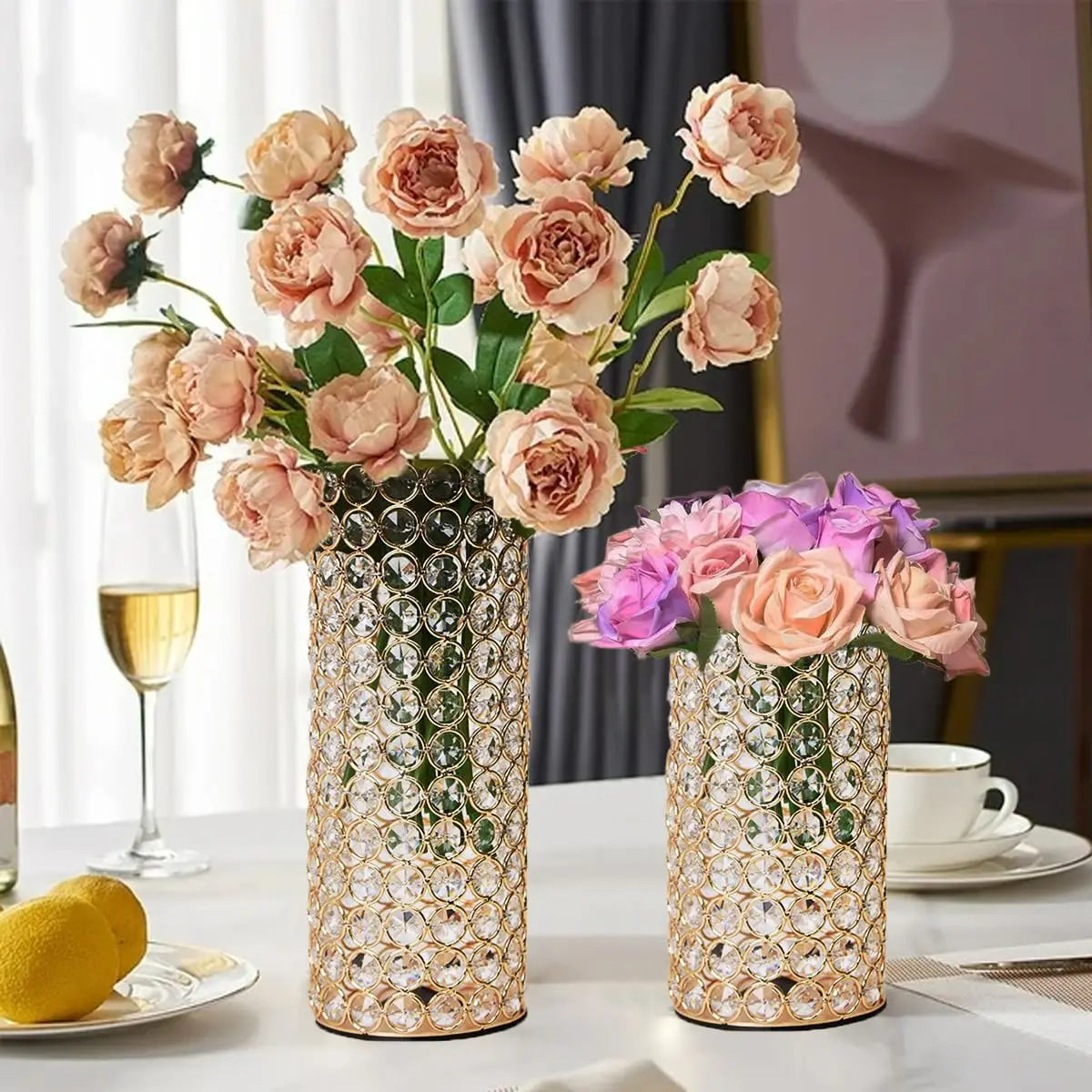 Gold Crystal Candle Holder Vase