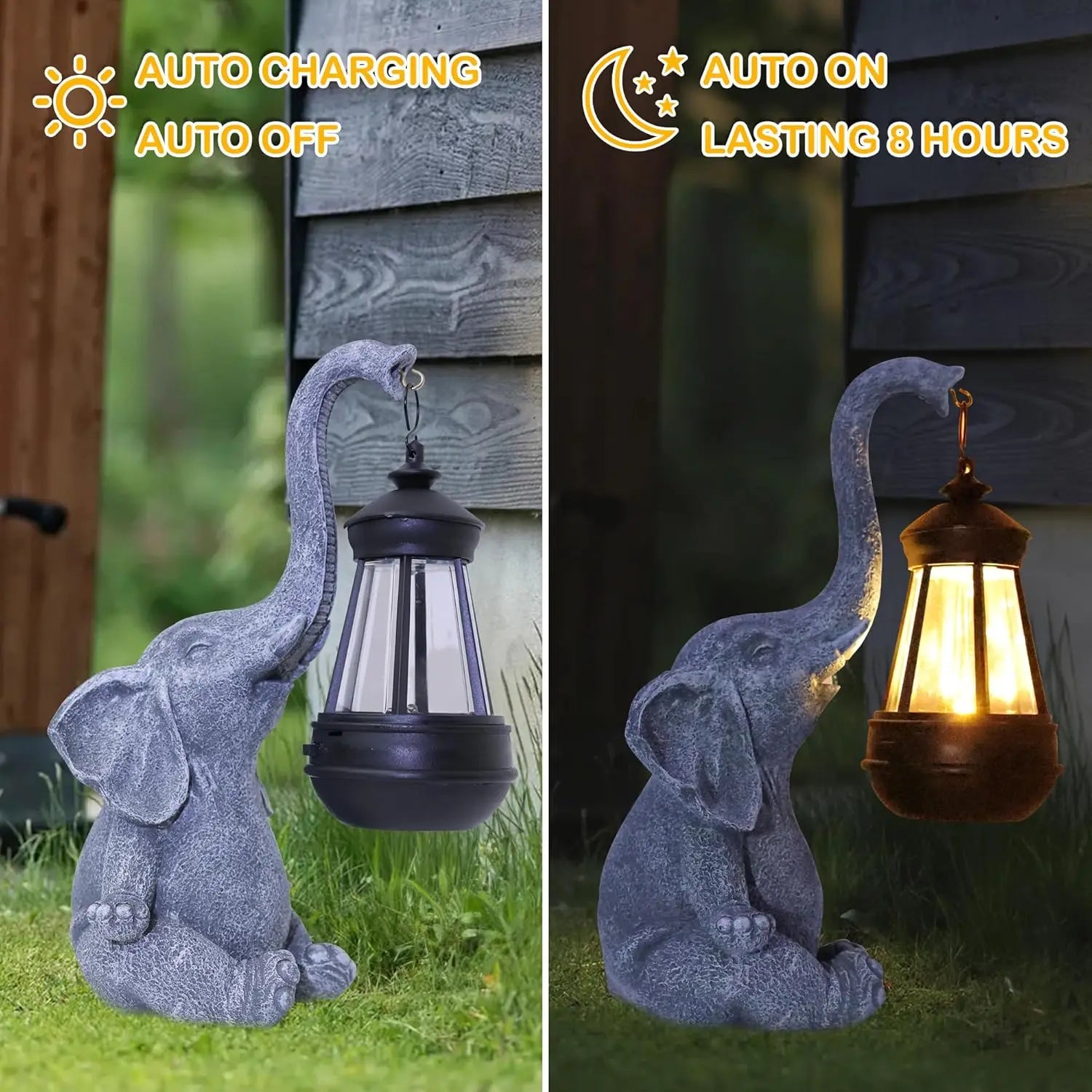 Elephant Solar Garden Statue with Lantern