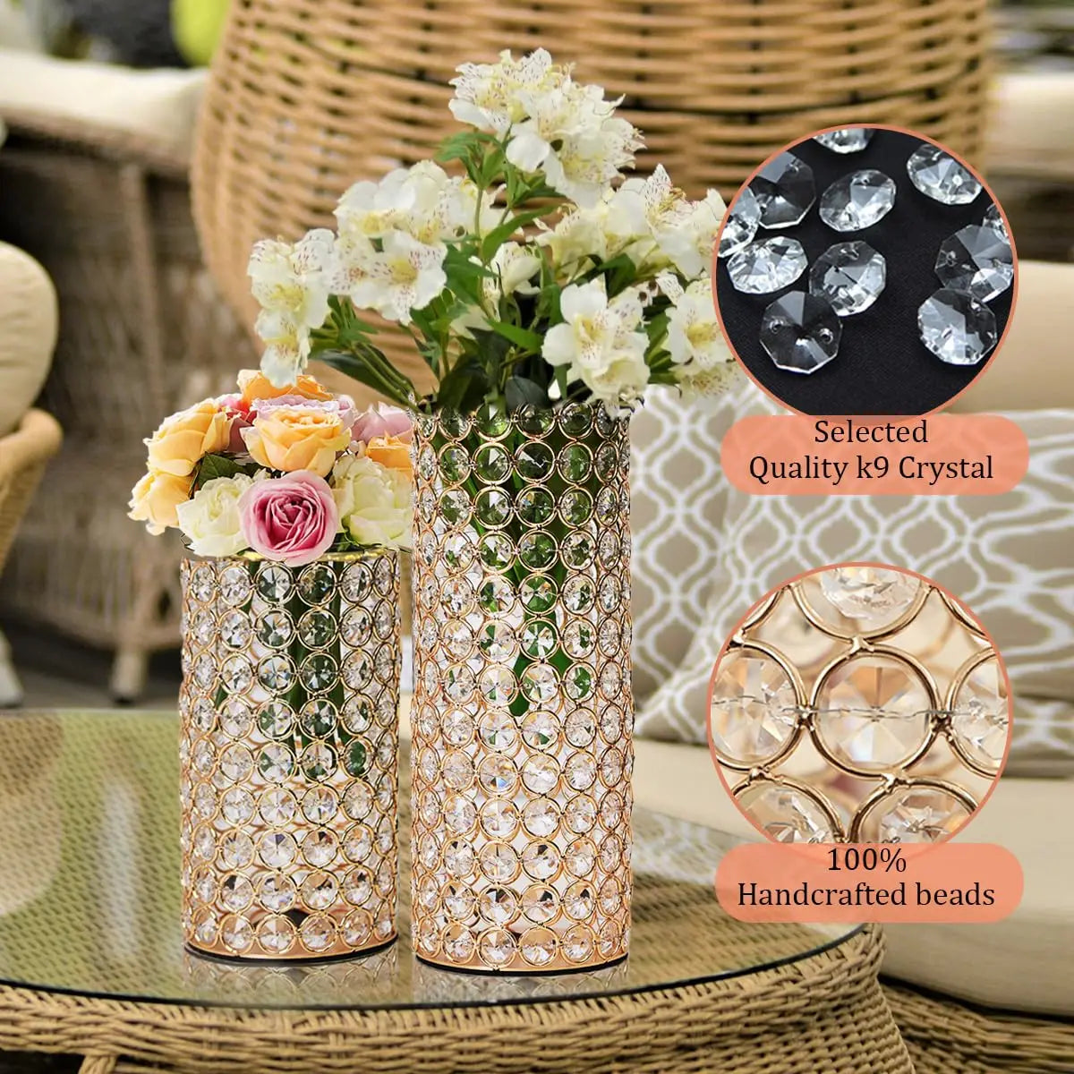 Gold Crystal Candle Holder Vase