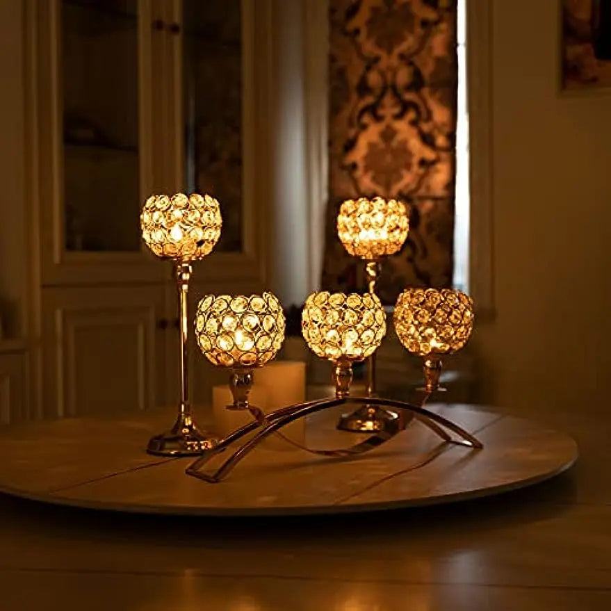 Gold 3-Arm Candelabra Candle Holder