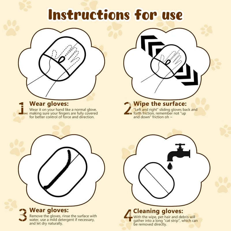 Pets Hair Remover Gloves - Groom & Massage